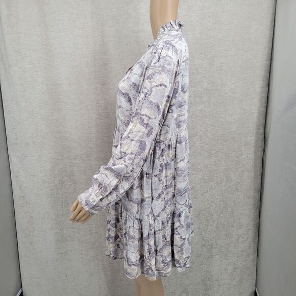 Karlie Abstract Snakeskin Print Long Sleeve Teired Dress Women's Size Medium - Picture 6 of 14